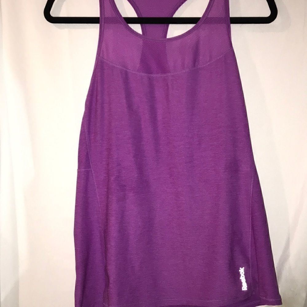 Reebok by Pyer Moss Women's Purple Sheer Trim Crossback Tank Top Size Medium